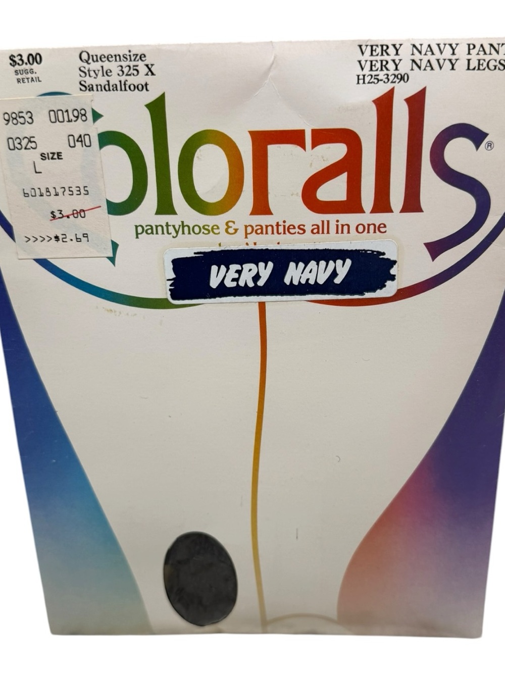 1985 Coloralls Pantyhose Very Navy Panty Very Navy  Legs Queensize 325X